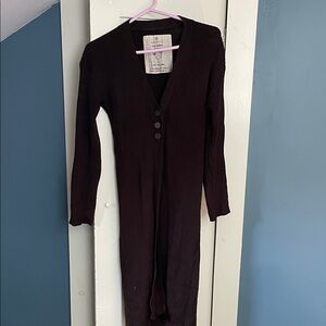 Women's Brown organic cotton Cardigan Sweater Indigo Luna